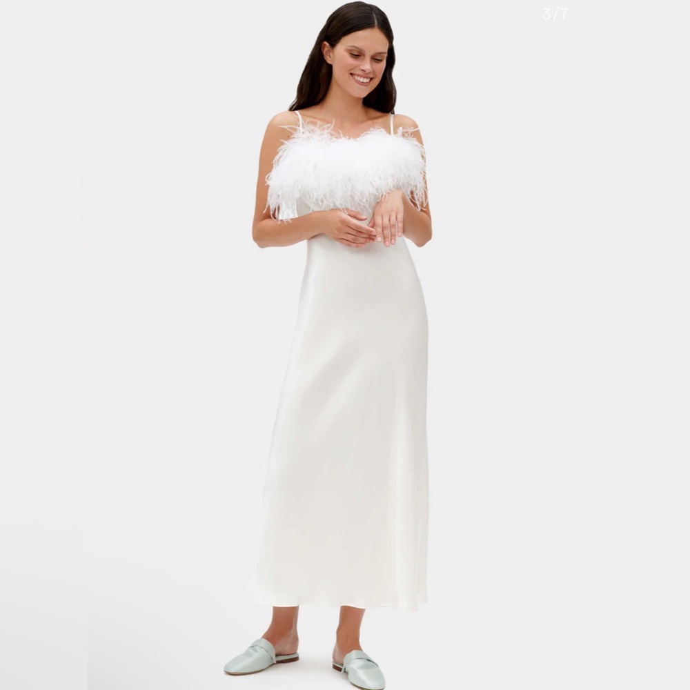 SLEEPER Boheme Slip Dress with Feathers NEW - Picture 10 of 16